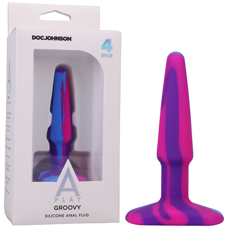 A-Play Groovy Silicone Anal Plug 4 inch - Berry